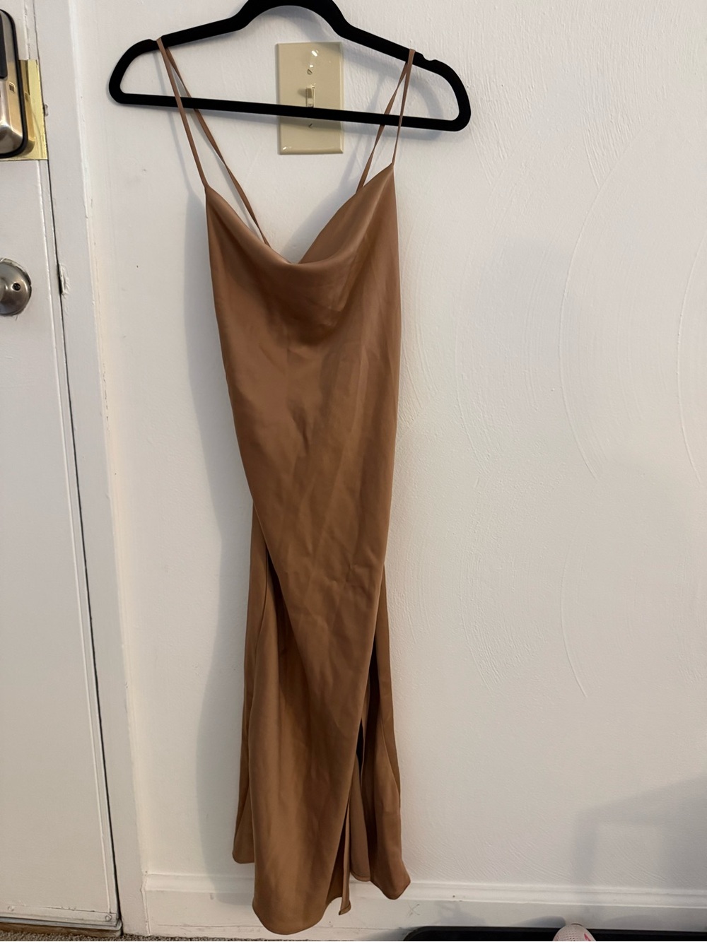 Forever 21 Camel Slip Maxi Dress with Cowl Neck
